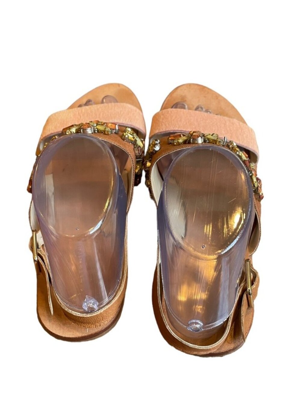 Anthropologie Flat Sandal Sling Back Rhinestone Brown Size 8.5 - Picture 5 of 8